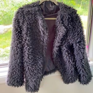 Grey Fur Jacket - Size Large